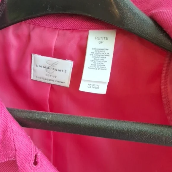 Emma James Hot Pink Blazer Short Sleeve and Linen Pant Suit Set - Picture 5 of 11
